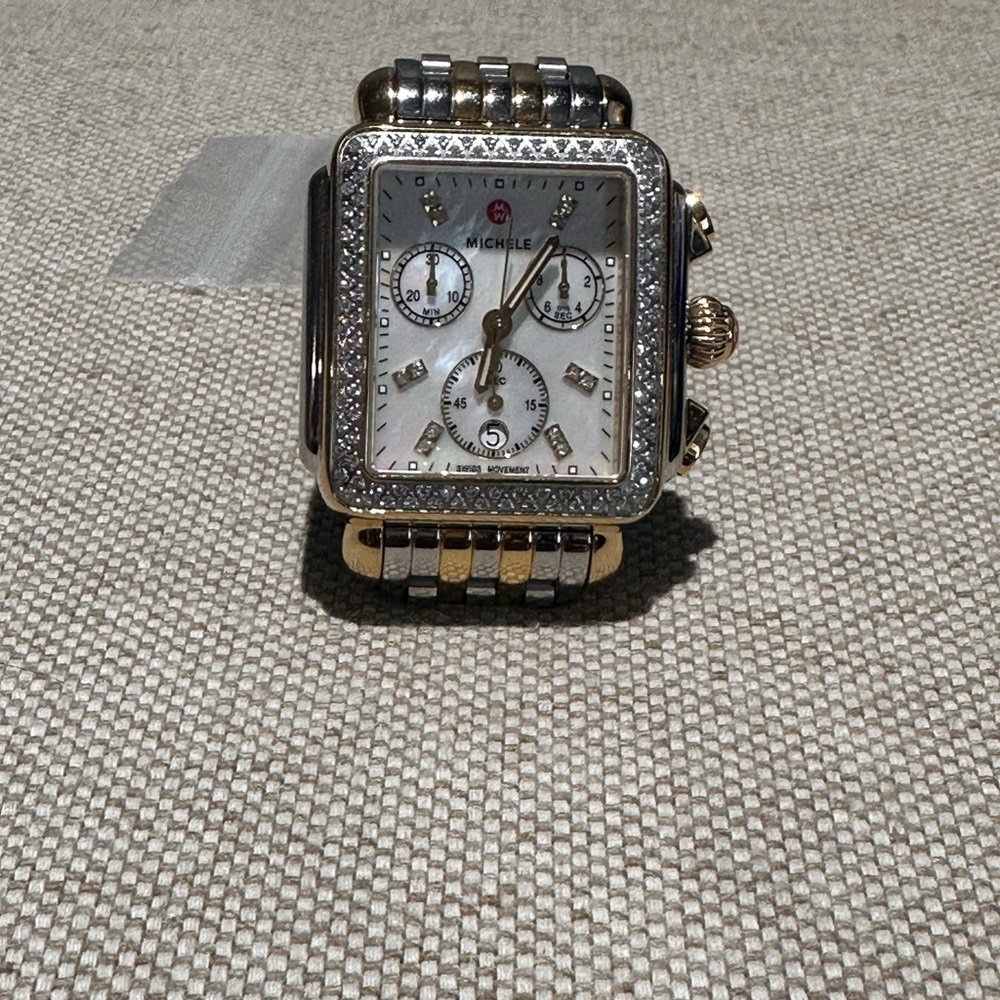 Michele Two-Tone Gold and Silver Women's Watch - Picture 5 of 11
